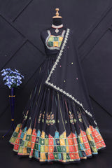 Multicolor Border Black Lehenga Choli