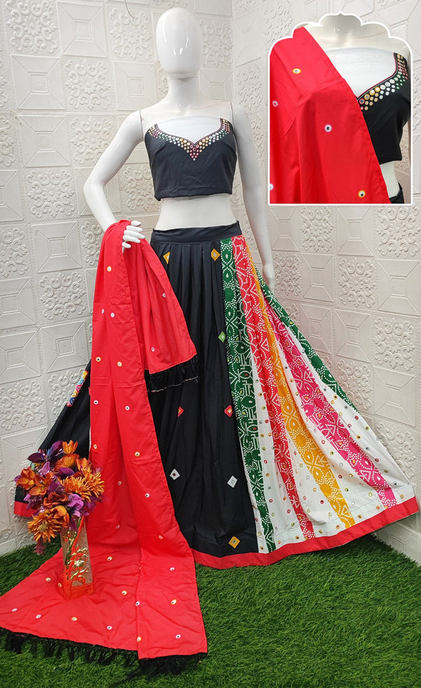 Black And Bandhni Design Lehenga Choli