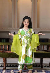 Green Alia Cut Kurti Pant Kids Wear